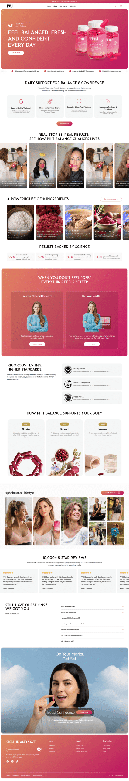 Phit Balance page design