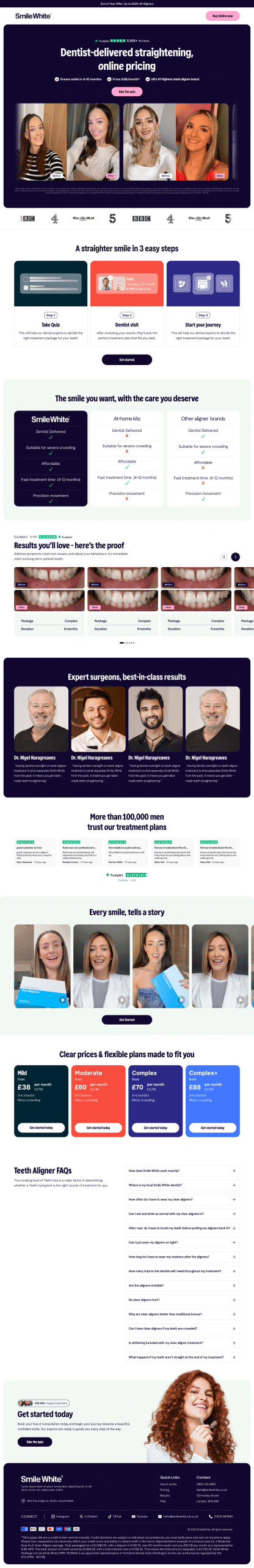SmileWhite page design