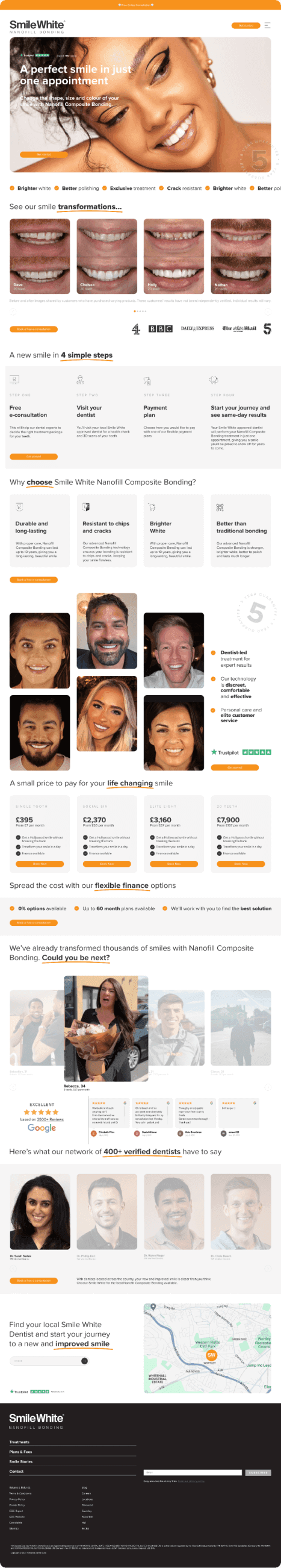 SmileWhite treatment landing page
