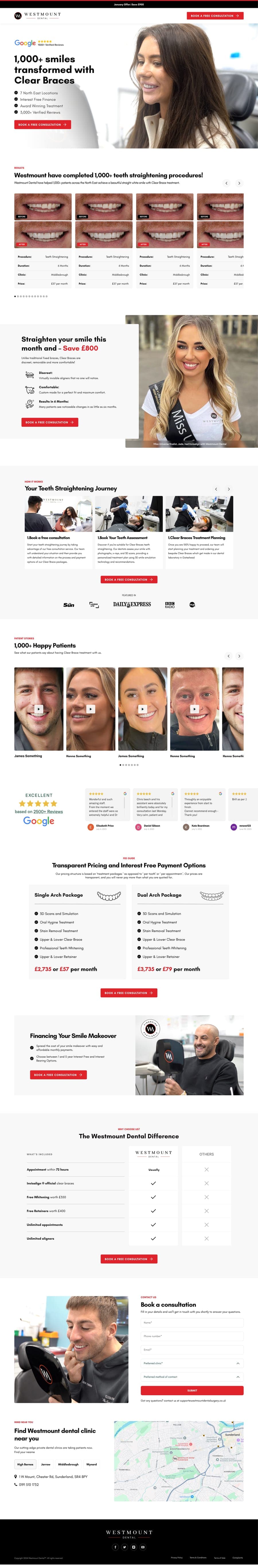 Westmount Dental page design