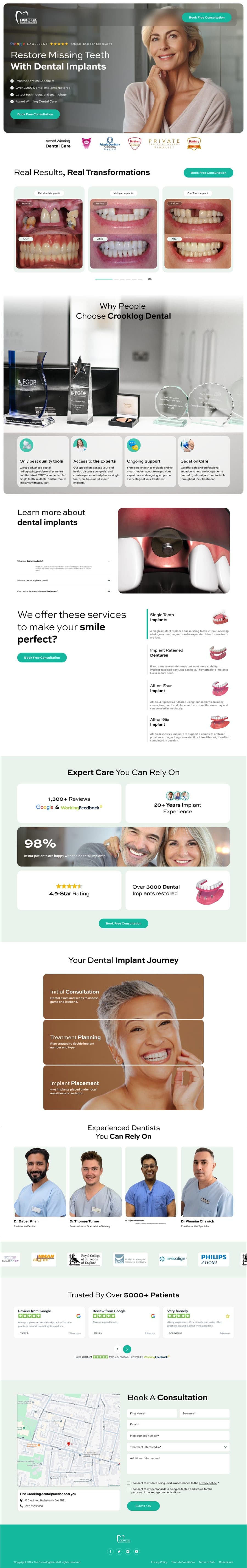 Crook Log Dental — page design