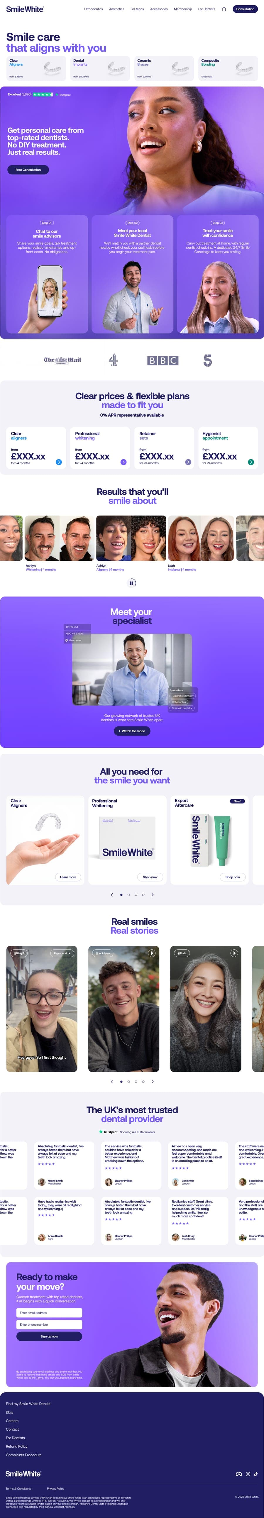 SmileWhite website design by Convertt