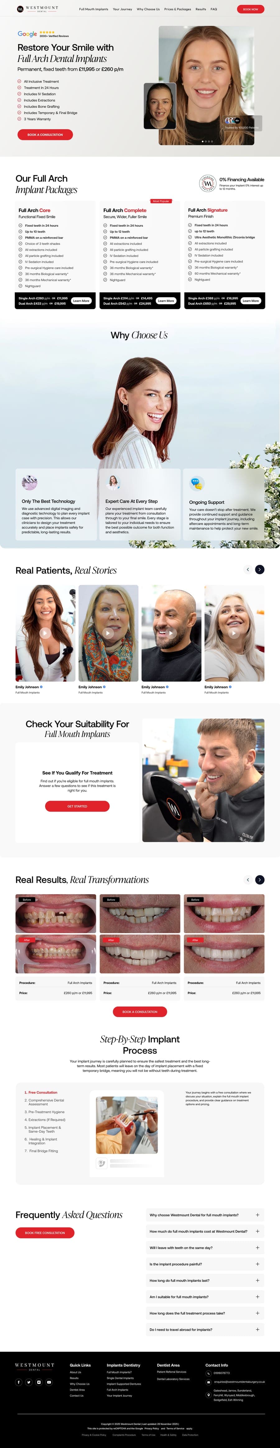 Westmount Dental — page design